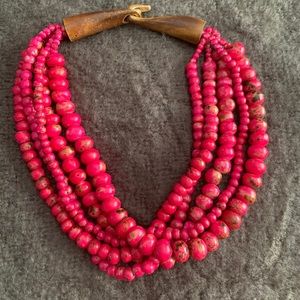 Hot pink beaded statement necklace